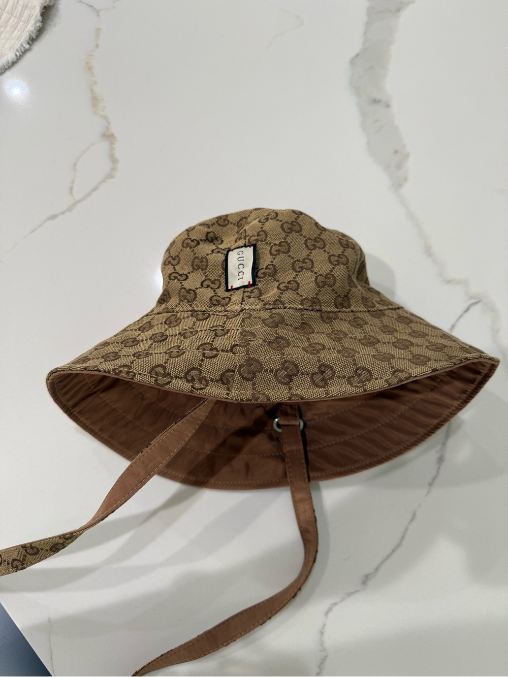 Gucci GG Canvas Bucket Hat with Chin Straps